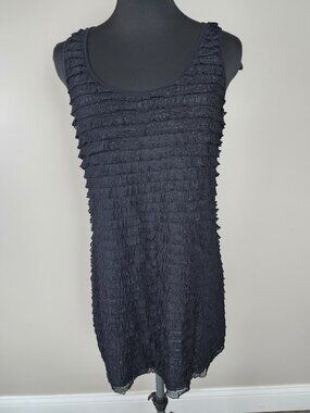 Free People Patra Ruffle Tank Mini Dress Size Medium Black Y2K Whimsigoth Fairy